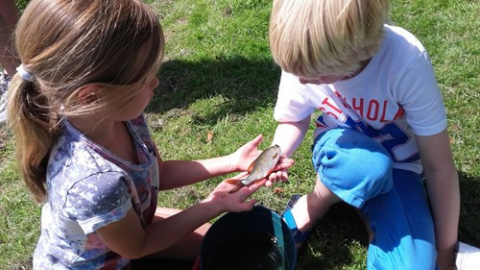 kinderen hebben vis gevangen